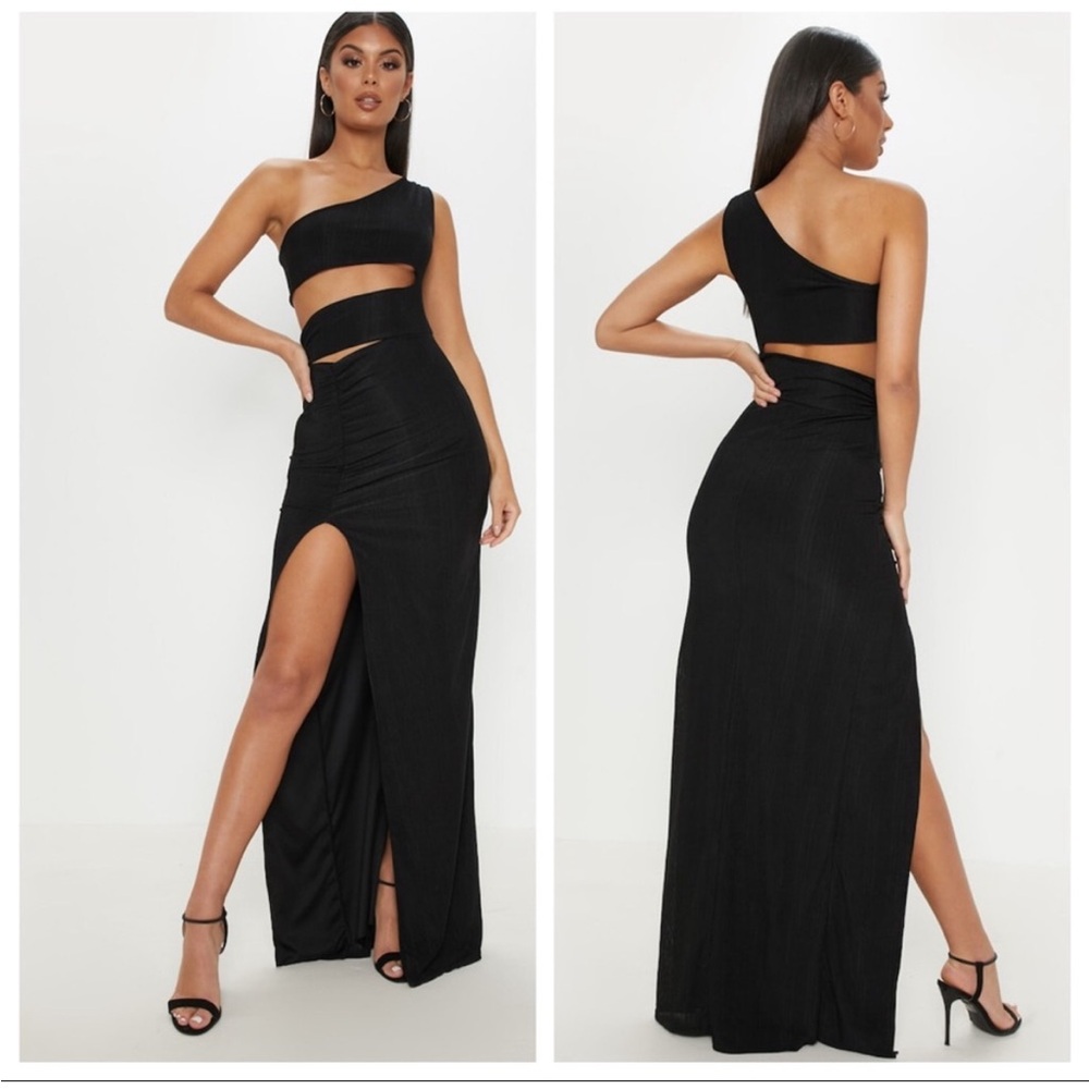 NWT PrettyLittleThing Black Cut Out Maxi Dress 4